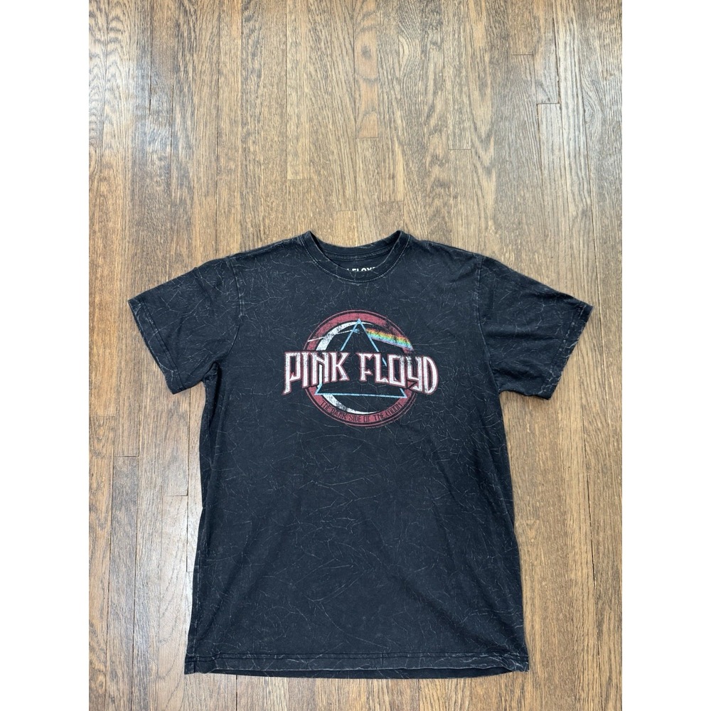 Pink Floyd Dark Side Of The Moon Acid Wash Graphic T-Shirt Mens Medium M Black